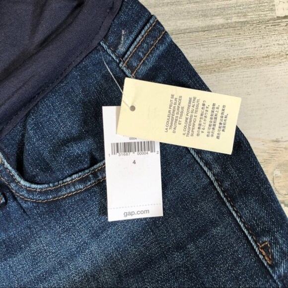 Gap Maternity Jeans Women Size 4 Dark Indigo Bootcut Full Panel Stretch New - Picture 7 of 11